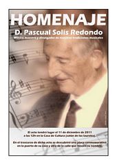 Portada del cartel confeccionado para el Homenaje de D. Pascual Solís Redondo Portada del cartel confeccionado para el Homenaje de D. Pascual Solís Redondo